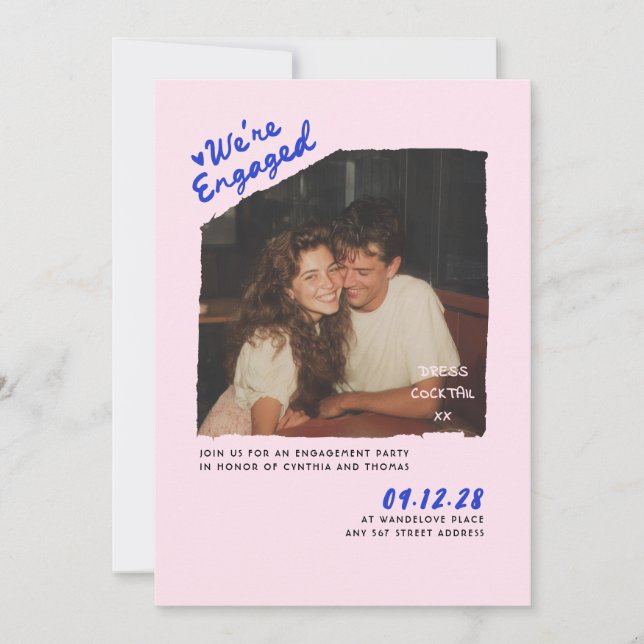 Invitation Dress Cocktail Handwritten Engagement Party Photo (Devant)