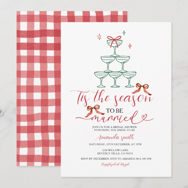 Invitation Drink Tis The Season to Be Married Bridal Shower (Devant / Derrière)