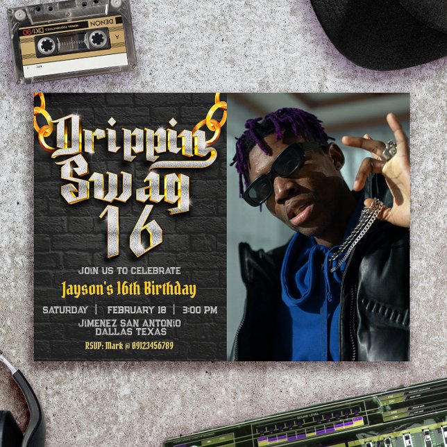 Invitation Drippin Swag 16 avec photo paysage (Créateur téléchargé)
