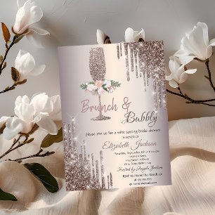 Invitation  Drips Brunch & Bubbly Rose Gold Enterrement de vi