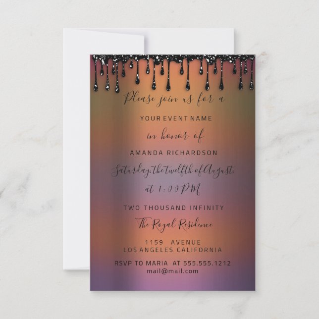 Invitation Drips Honey Sweet 16e Fête des mariées (Devant)