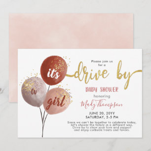 Invitation Drive by Blush Balloon and Sparkles Baby shower
