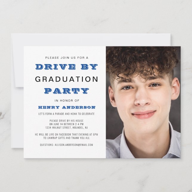Invitation Drive By Graduation Party Photo simple (Devant)