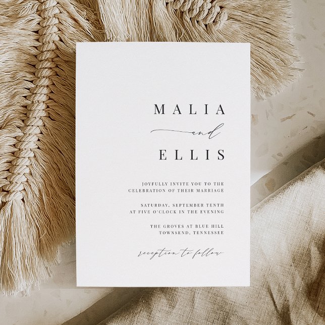 Invitation Droite ultra minimale | Calligraphie Mariage (Créateur téléchargé)