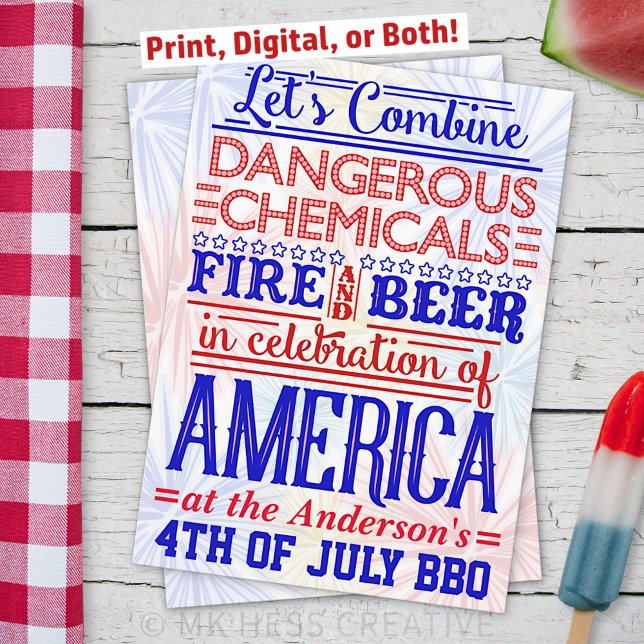 Invitation Drôle 4 juillet soirée barbecue | Barbecue humoris (Créateur téléchargé)