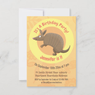 Invitation Drôle armadillo joyeux dessin animé