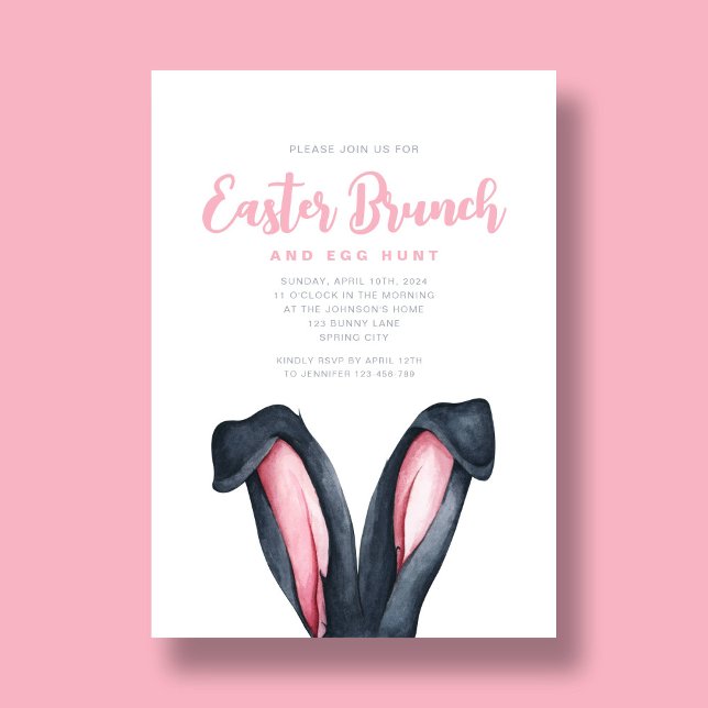 Invitation Drôle Bunny Ears Pâques Brunch (Funny Bunny Ears Easter Brunch Invitation)