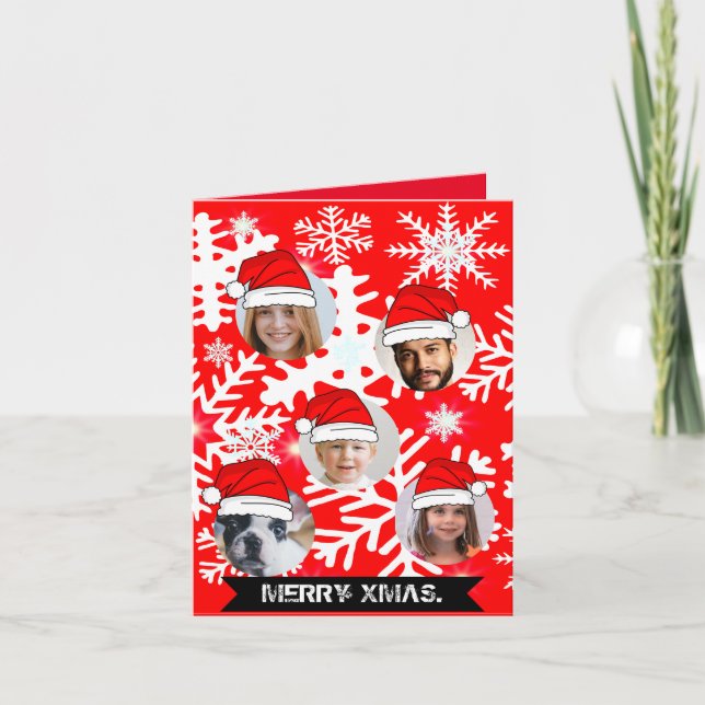 Invitation Drôle casquettes de Noël personnalisés visage dans (Devant)