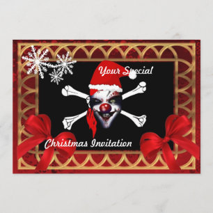 Invitation Drôle crâne de pirate, Noël
