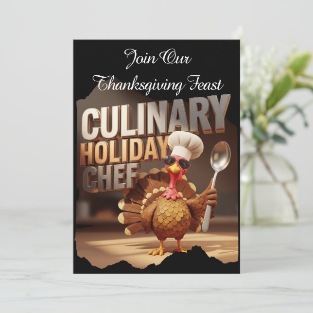 Invitation Drôle culinaire Thanksgiving Turquie fête (Debout devant)