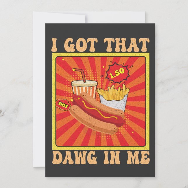 Invitation Drôle de bande dessinée Combo Hot Dogs J'ai ce chi (Devant)