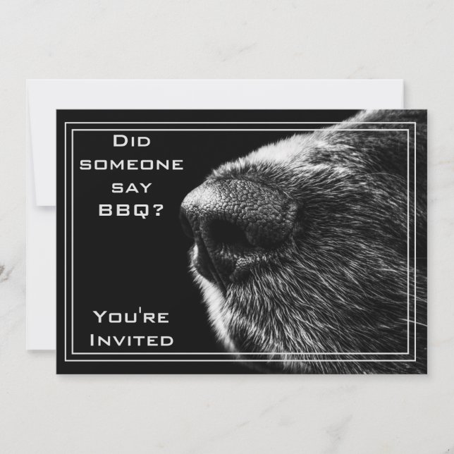 Invitation drôle de BBQ avec le nez de chien (Devant)
