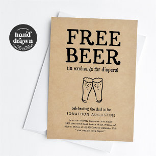 Invitation drôle de fête de couches avec bière gra
