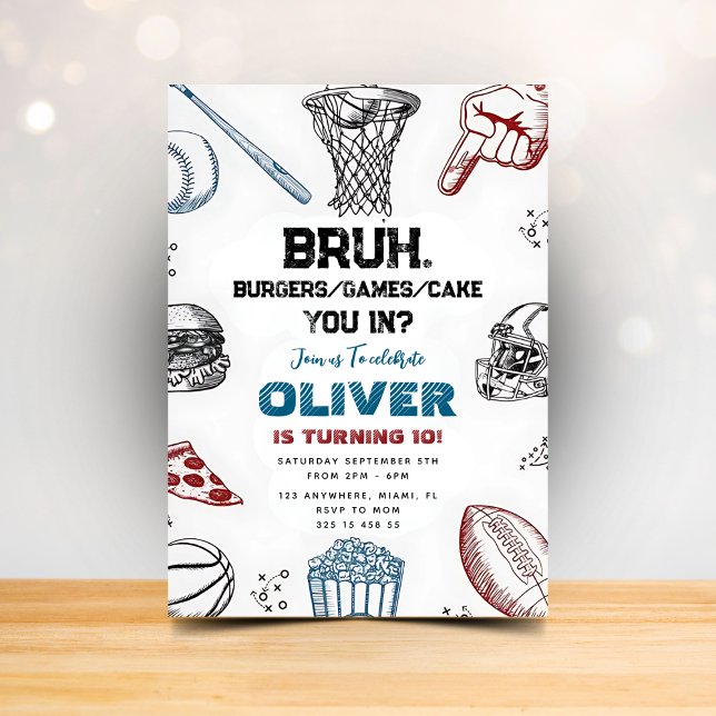 Invitation drôle de fête sportive pour les amis (Créateur téléchargé)
