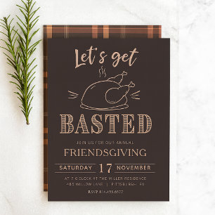 Invitation drôle de Friendsgiving « Buvons jusqu'à