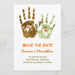 invitation drôle de save the date avec des mains