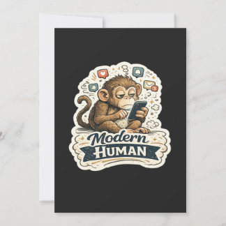 Invitation Drôle de Singe Humain Moderne Smartphone Réseaux S