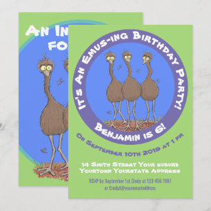Invitation Drôle dessin animé du trio australien emu