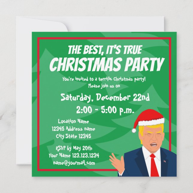 Invitation Drôle Donald Trump avec Noël Noël (Dos)