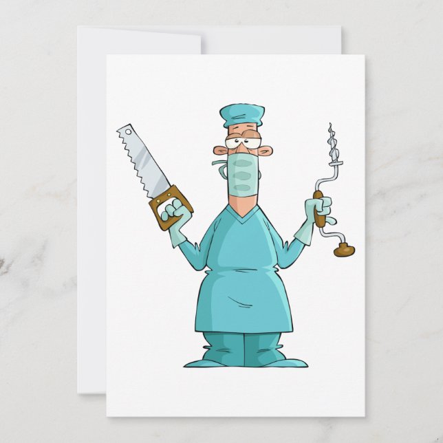 Invitation Drôle Drôle Chirurgien Cartoon Hilarious Humour Mé (Devant)