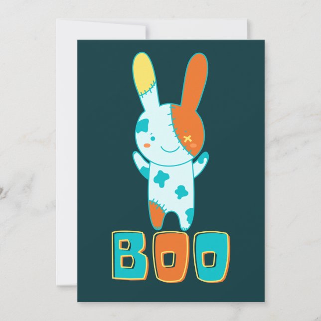 Invitation Drôle Éffrayant mignonne Halloween Kawaii Boo Bunn (Devant)