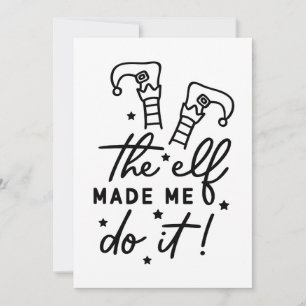Invitation Drôle Elf de Noël m'a fait faire ça Drôle Cool rét