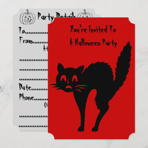 Invitation drôle fâché design de chat noir pour halloween