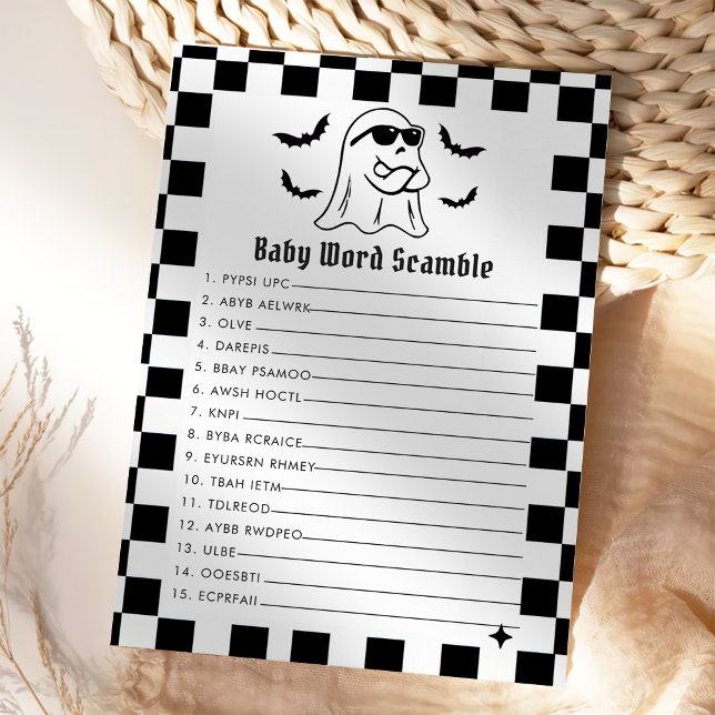 Invitation Drôle Halloween Baby Word Scamble Game Card (Créateur téléchargé)