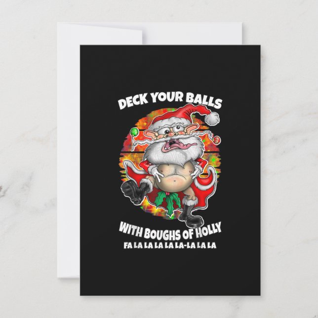 Invitation Drôle Joyeux Noël Fou Père Noël Festive Joyeux Xm (Devant)