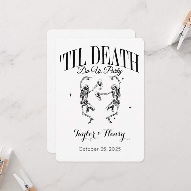 Invitation Drôle jusqu'à la mort Fêtons-nous mariage invitati (Devant/Arrière en situation)