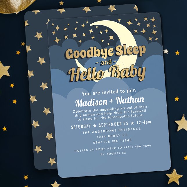 Invitation Drôle Lune et étoiles Adieu Baby shower de sommeil (Créateur téléchargé)