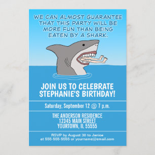 Invitation Drôle mangé par une fête d'anniversaire de requin
