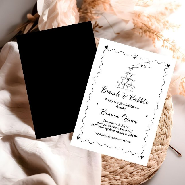 Invitation Drôle manuscrit Champagne Tower Bride (Créateur téléchargé)