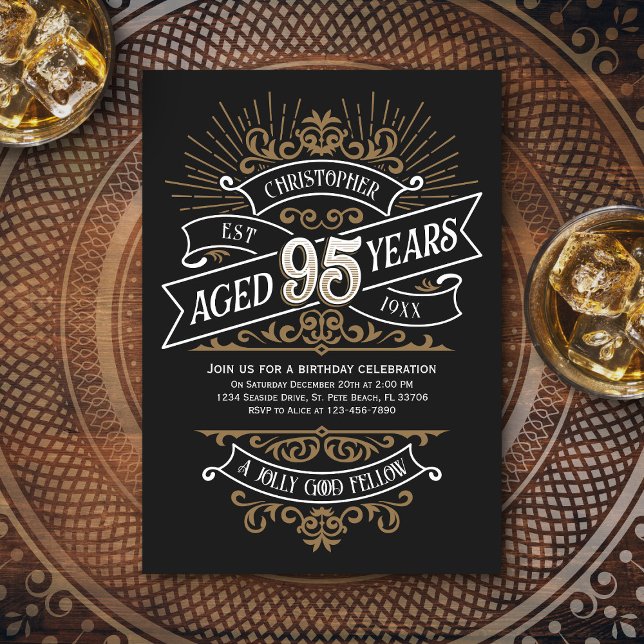 Invitation Drôle Mens Whiskey 95e anniversaire (Créateur téléchargé)