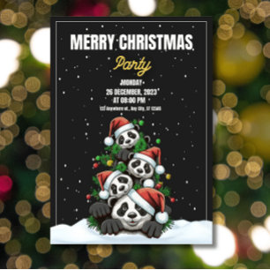 Invitation Drôle Noël Invitation, Panda Noël