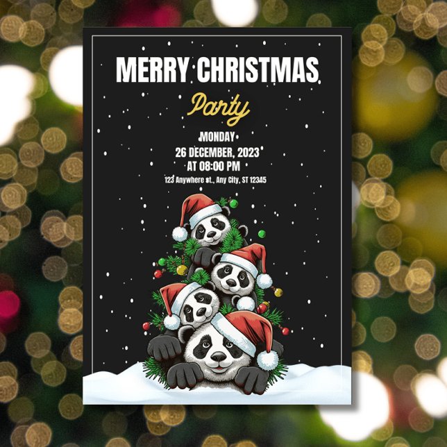 Invitation Drôle Noël Invitation, Panda Noël (Créateur téléchargé)