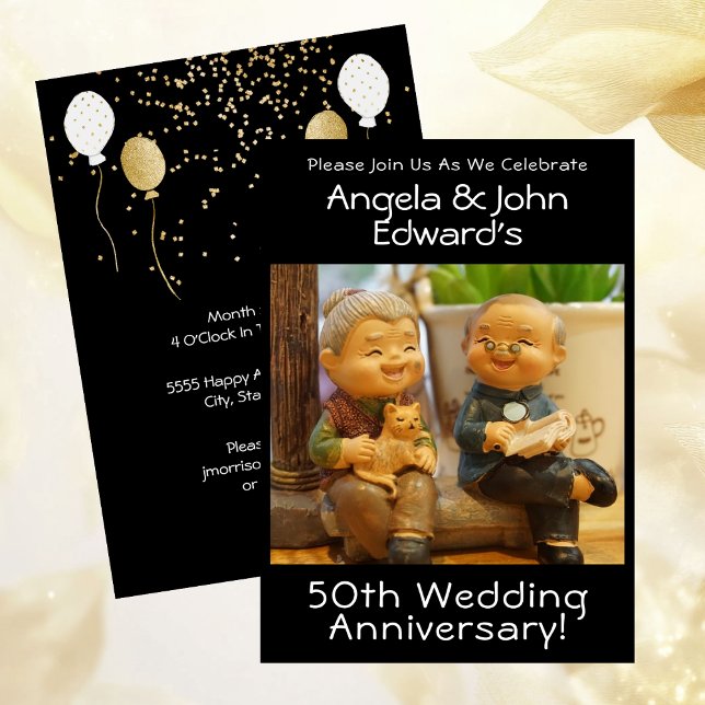 Invitation drôle pour les 50 ans de mariage avec l (Funny 50th Wedding Anniversary with Couple's Names Invitation)