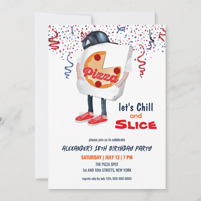 Invitation drôle pour une fête pizza (Devant)