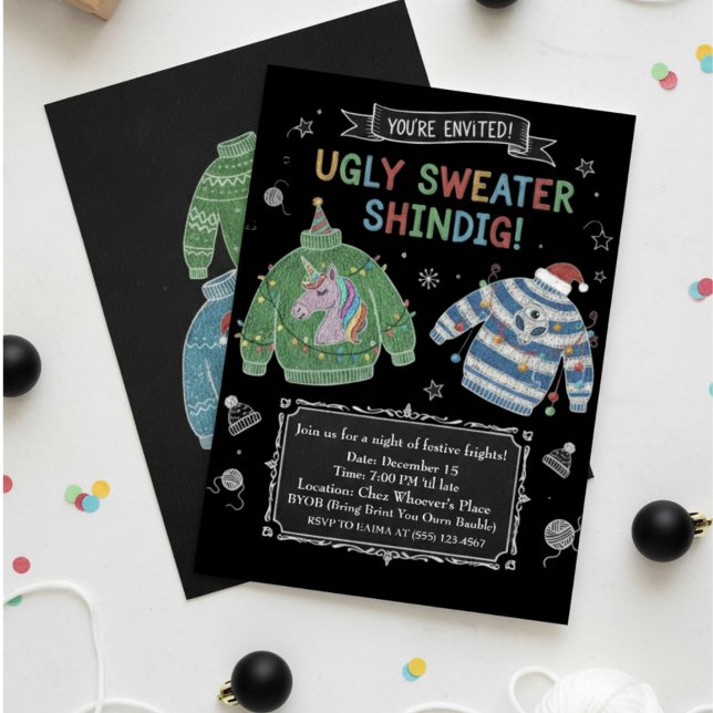 Invitation drôle pour une soirée chandail laid ave (Créateur téléchargé)