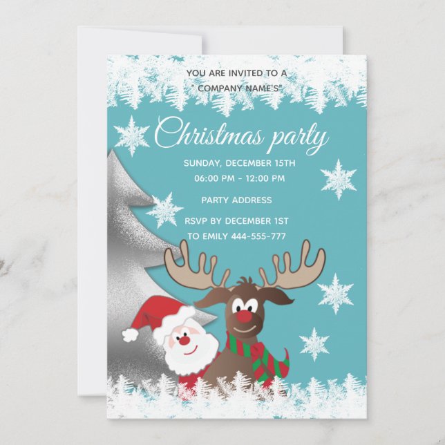 Invitation Drôle rennes Père Noël Noël (Devant)