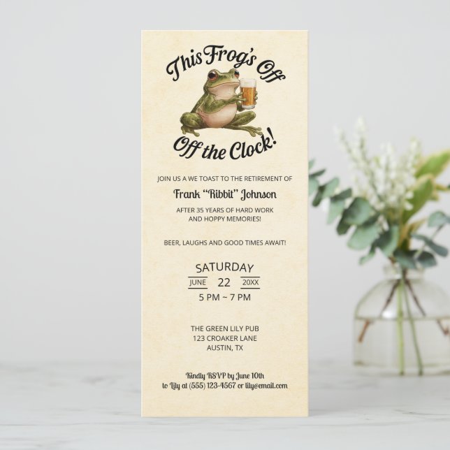 Invitation Drôle Retraite de la grenouille fête de la bière (Debout devant)