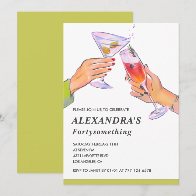 Invitation Drôle Retro Cocktail 47ème anniversaire fête (Devant / Derrière)