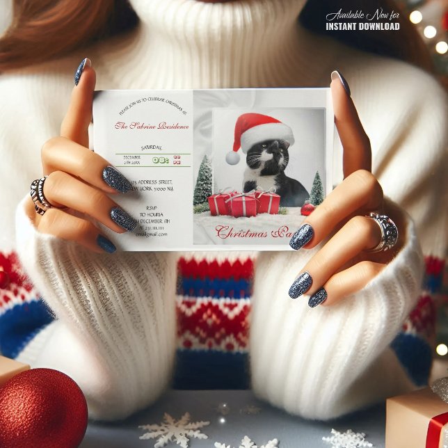 Invitation Drôle Sarcastique Chat Santas Casquette Noël (Créateur téléchargé)