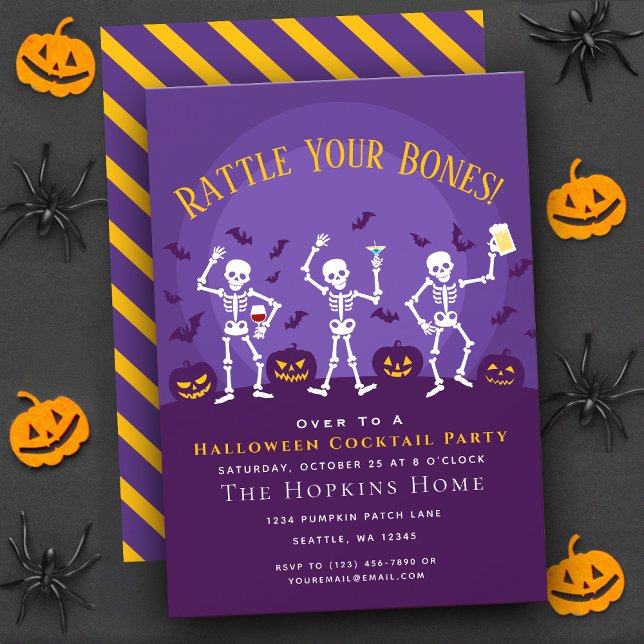 Invitation Drôle Skeleton Halloween Cocktail Party (Créateur téléchargé)