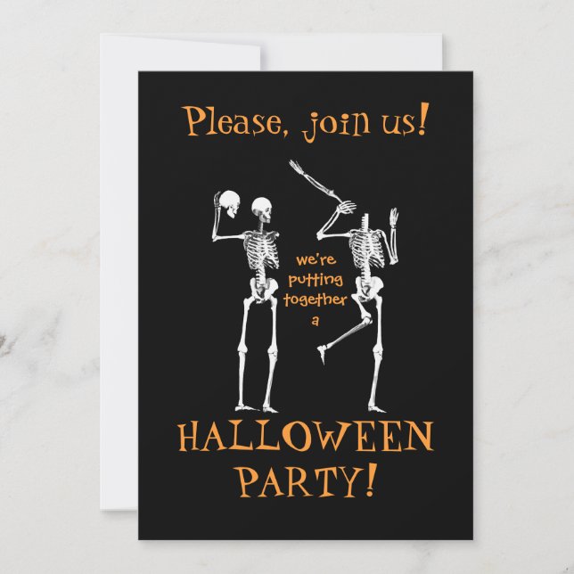 Invitation Drôle Skeletons Halloween - S'Il Vous Plaît Rejoig (Devant)