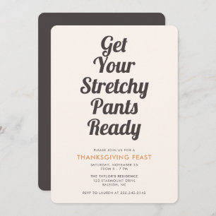 Invitation Drôle Stretchy Pants Brown Thanksgiving Dîner