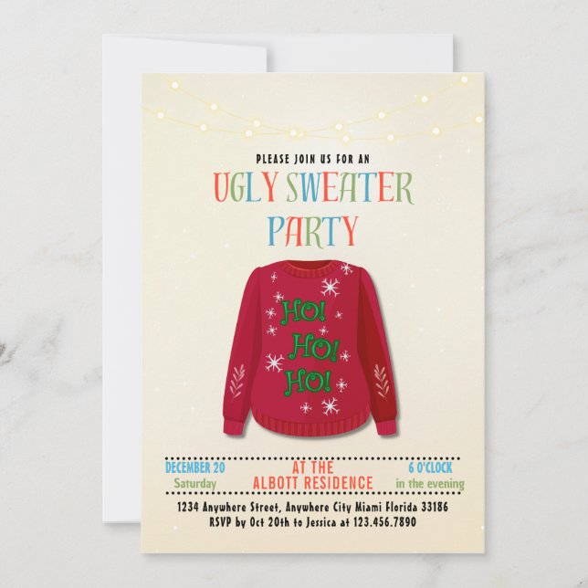 Invitation Drôle Tacky laide fête de Noël (Devant)