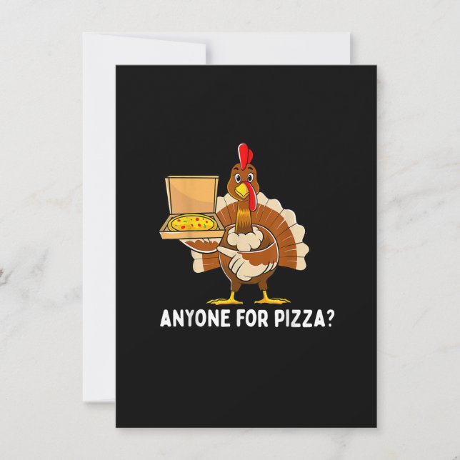 Invitation Drôle Thanksgiving Turquie Pizza Hommes Enfants Ga (Devant)