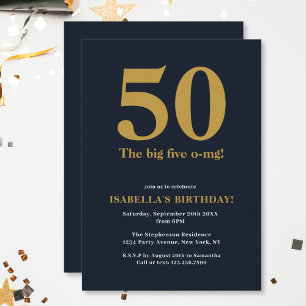 Invitation Drôle The Big Five O-MG Humorous Anniversaire