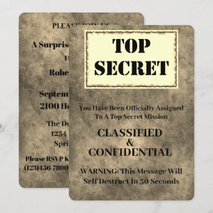 Invitation Drôle Top Secret Surprise Anniversaire